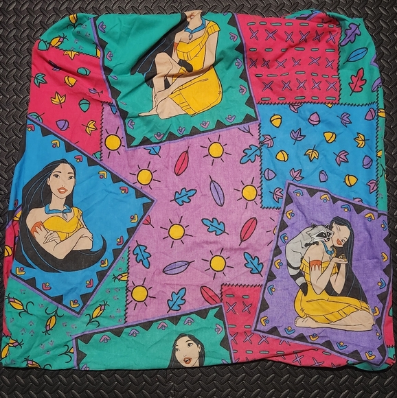 Vintage Disney Pocahontas Twin Bed Sheet Set 90s Kids Bedding Fabric - Picture 2 of 3